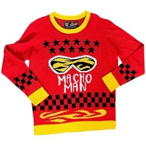 WWE Macho Man Red Yellow Sweater Holiday‎ Size XL